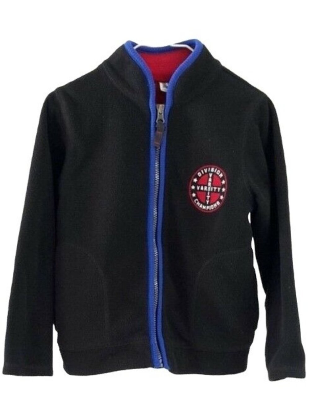 Carter's Boys Full Zip Fleece Jacket Black Size 6 Pockets Varsity Division Champ